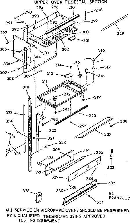 Kenmore 1039897617 upper oven pedestal section diagram