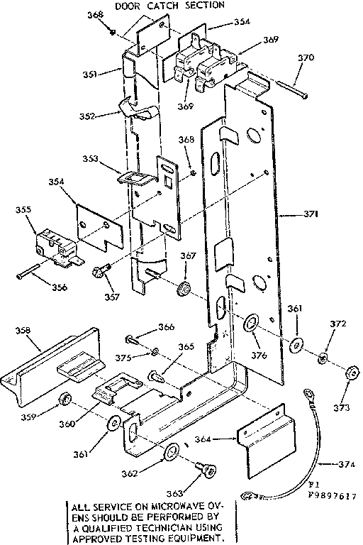 Kenmore 1039897617 door catch section diagram