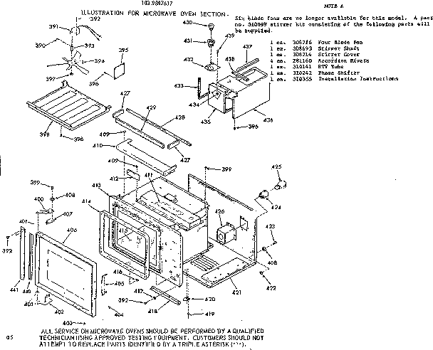 Kenmore 1039897617 microwave oven section diagram