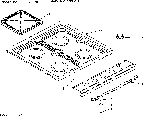 Kenmore 1196017810 main top section diagram