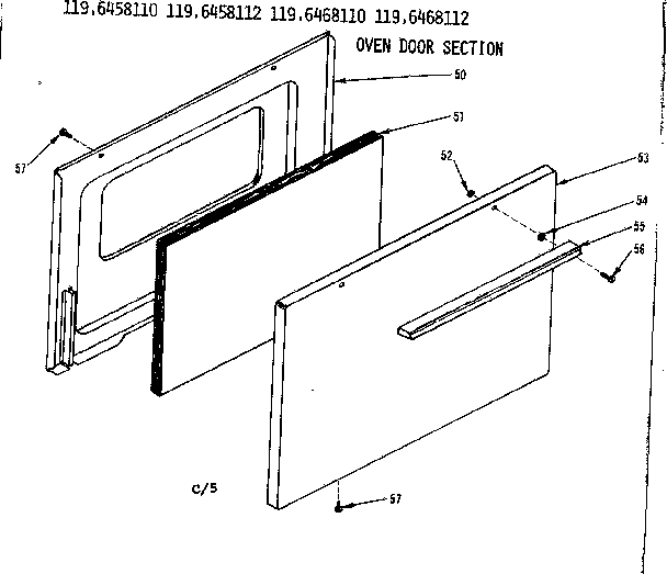 Kenmore 1196468110 oven door section diagram