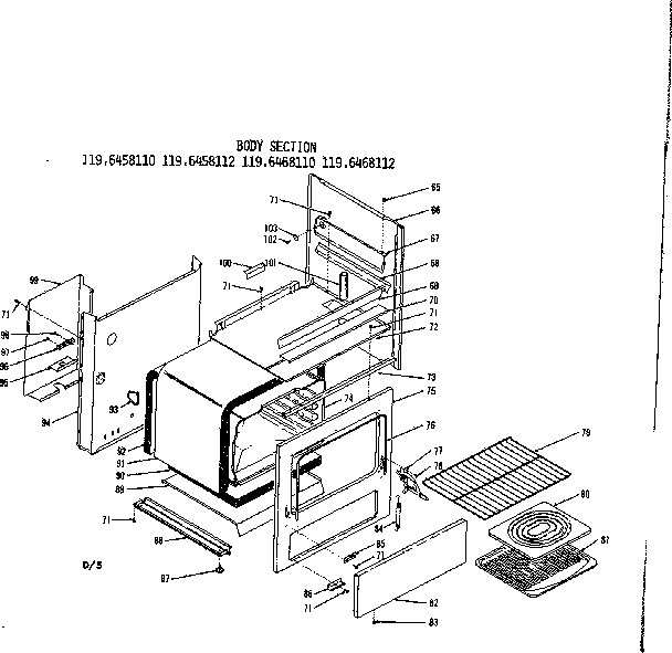 Kenmore 1196468110 body section diagram