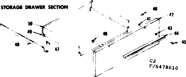 Kenmore 1196478010 storage drawer section diagram