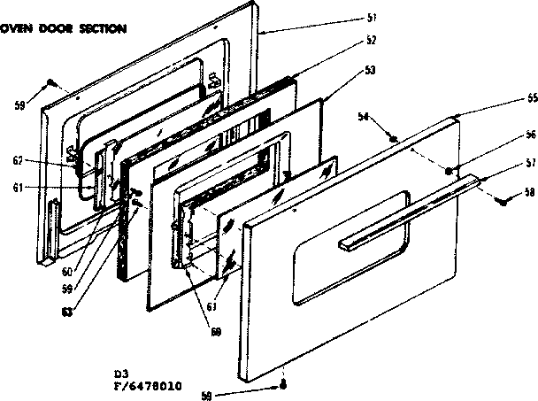 Kenmore 1196478010 oven door section diagram