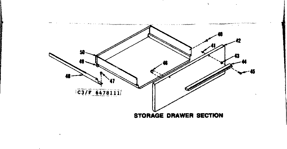 Kenmore 1196478111 storage drawer section diagram