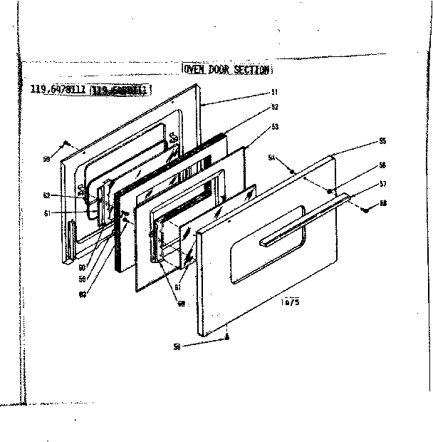 Kenmore 1196478111 oven door section diagram