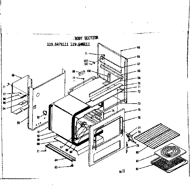 Kenmore 1196478111 body section diagram