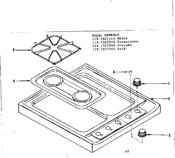 Kenmore 1197027560 main top section diagram