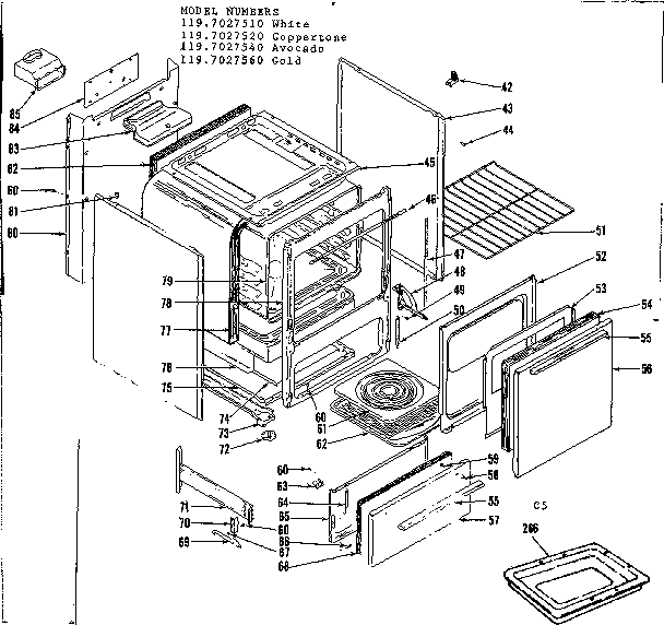 Kenmore 1197027560 body section diagram