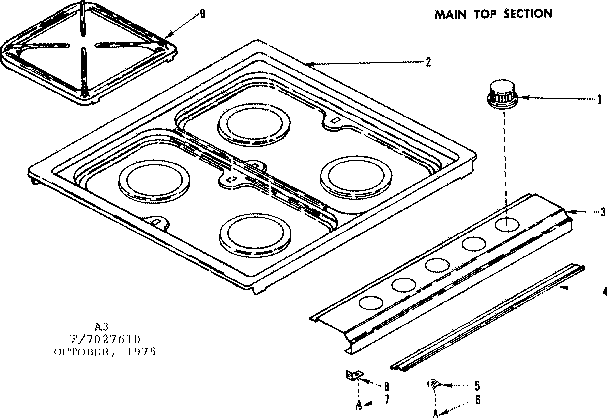 Kenmore 1197027640 main top section diagram