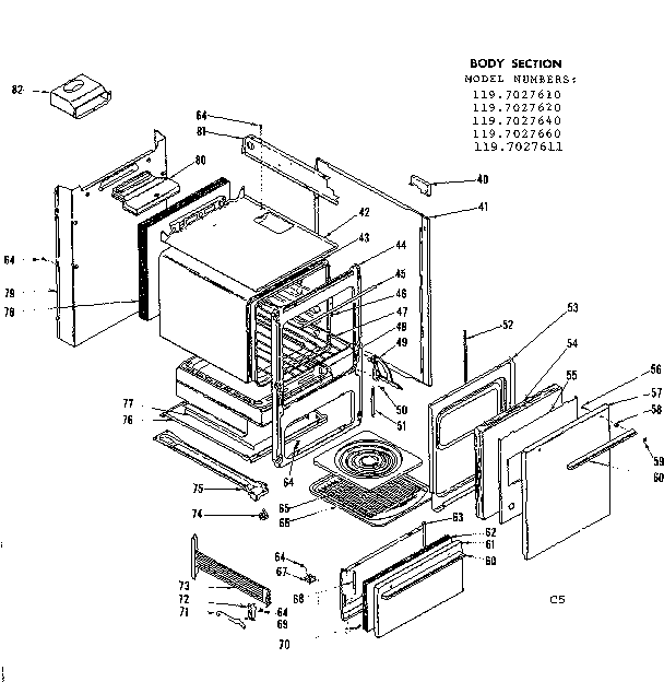 Kenmore 1197027640 body section diagram
