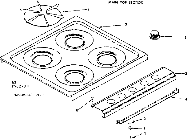 Kenmore 1197027810 main top section diagram