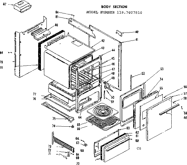 Kenmore 1197027810 body section diagram