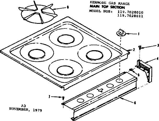 Kenmore 1197028010 main top section diagram
