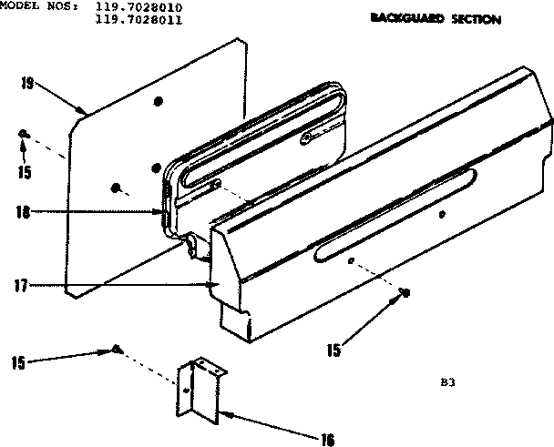 Kenmore 1197028010 backguard section diagram