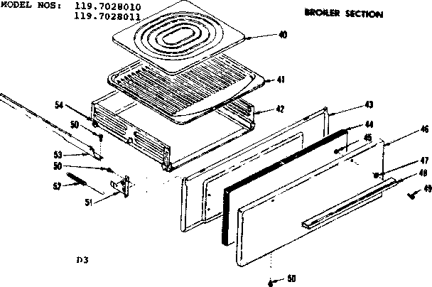 Kenmore 1197028010 broiler section diagram