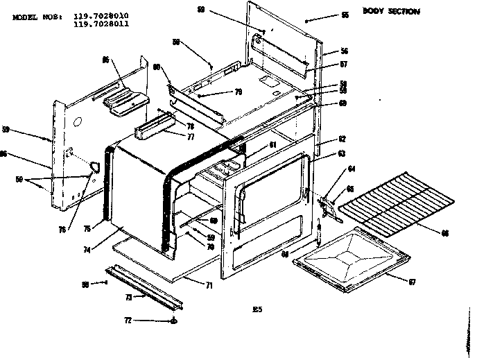 Kenmore 1197028010 body section diagram