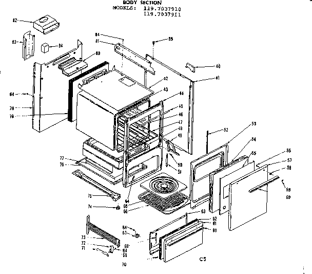 Kenmore 1197037911 body section diagram