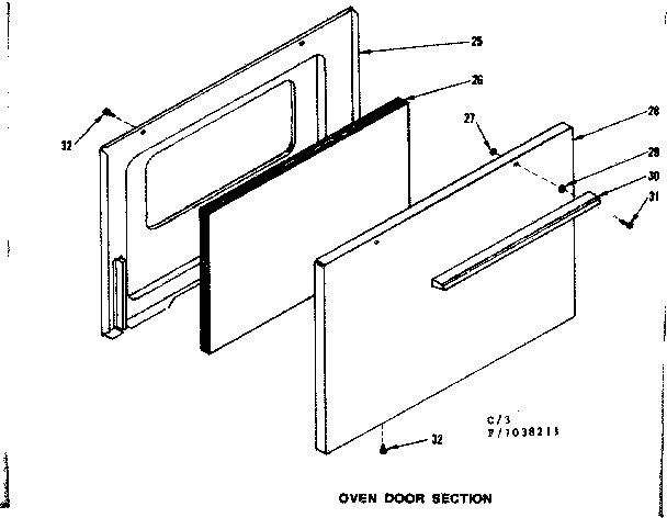 Kenmore 1197038211 oven door section diagram
