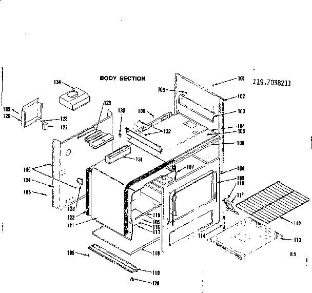 Kenmore 1197038211 body section diagram
