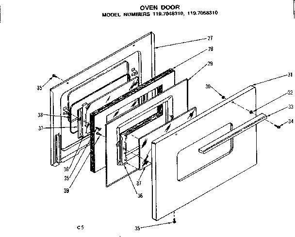 Kenmore 1197048310 oven door diagram