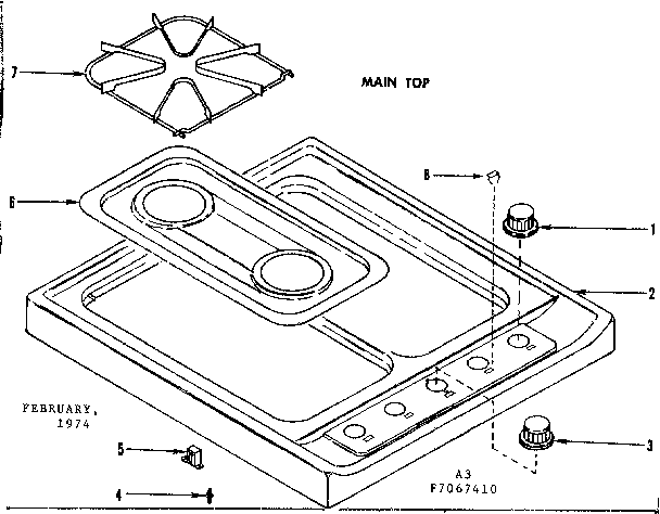 Kenmore 1197067441 main top diagram