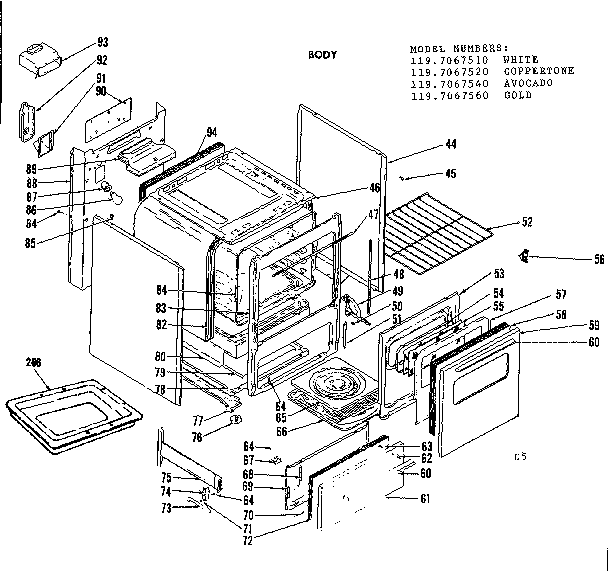 Kenmore 1197067540 body diagram
