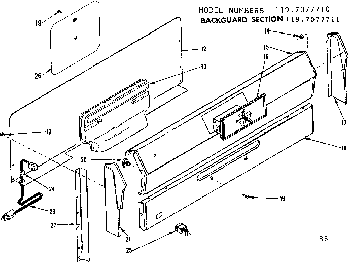 Kenmore 1197077711 backguard section diagram