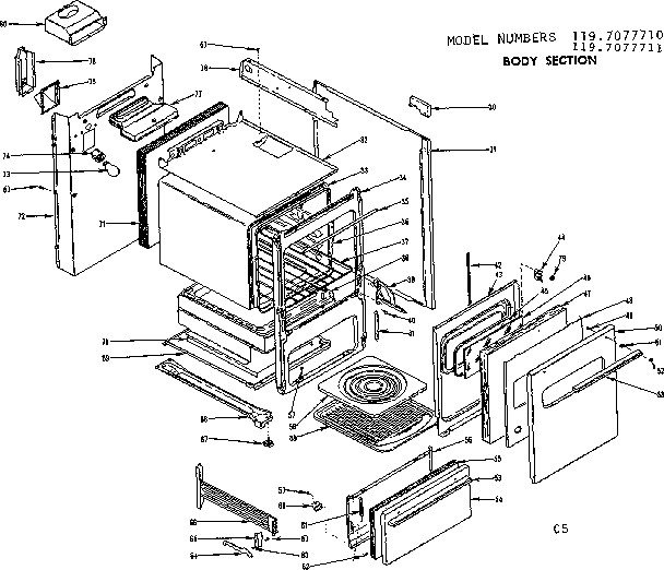 Kenmore 1197077711 body section diagram