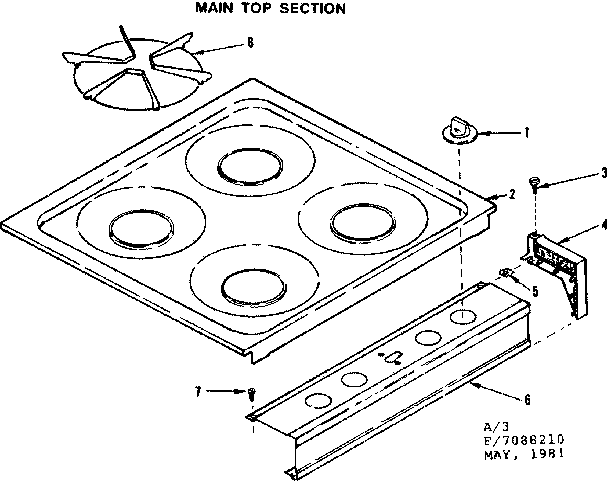 Kenmore 1197088210 main top section diagram