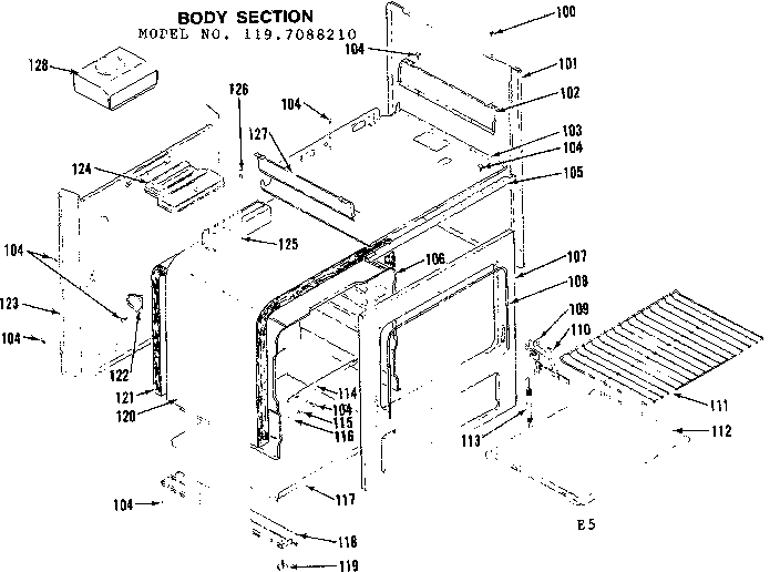 Kenmore 1197088210 body section diagram