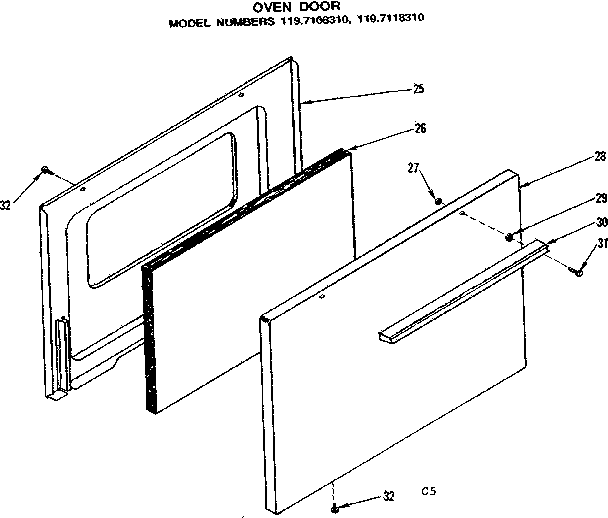 Kenmore 1197108310 oven door diagram