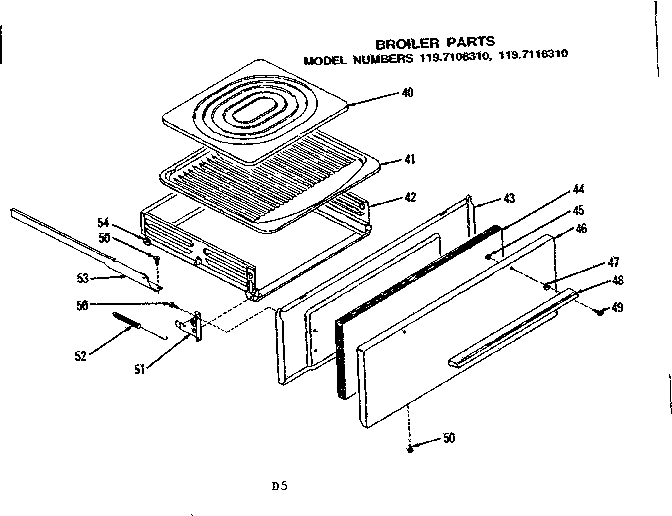 Kenmore 1197108310 broiler parts diagram