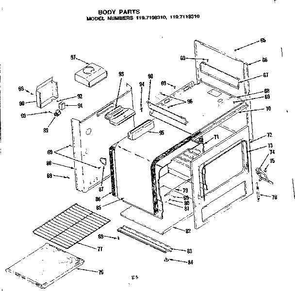 Kenmore 1197108310 body parts diagram