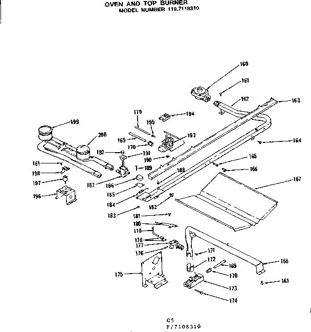 Kenmore 1197108310 oven and top burner parts diagram