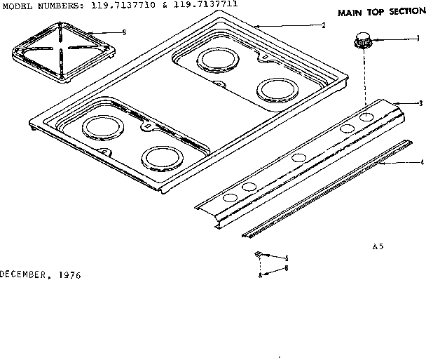 Kenmore 1197137710 main top section diagram