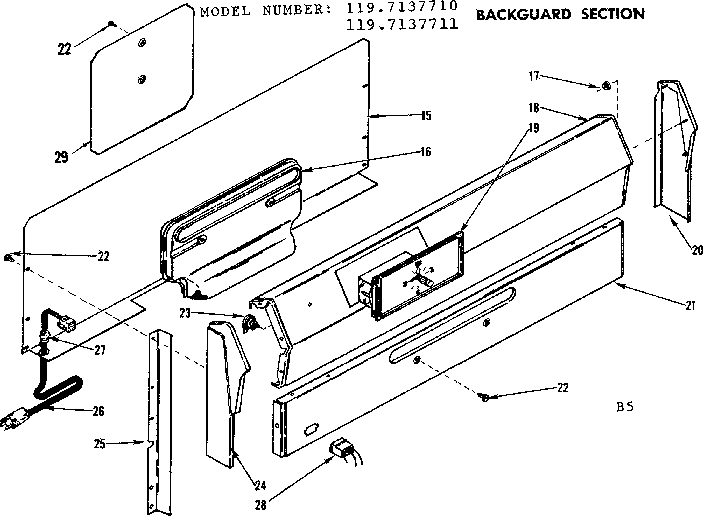 Kenmore 1197137710 backguard section diagram