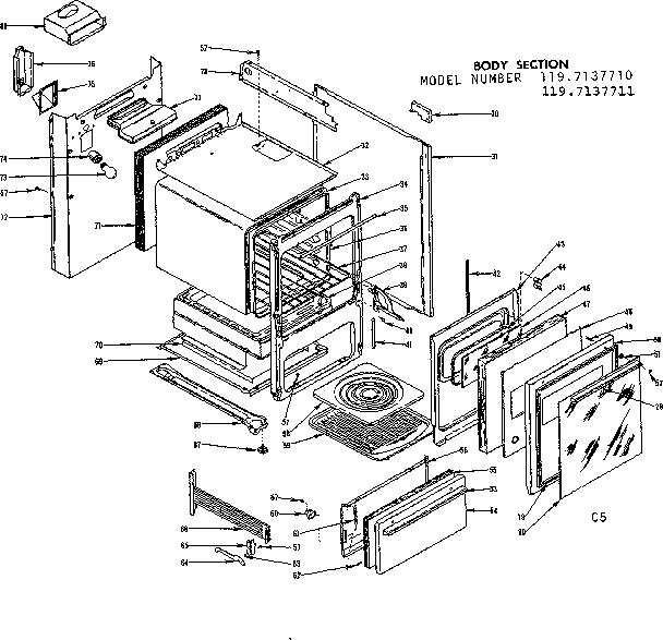Kenmore 1197137710 body section diagram