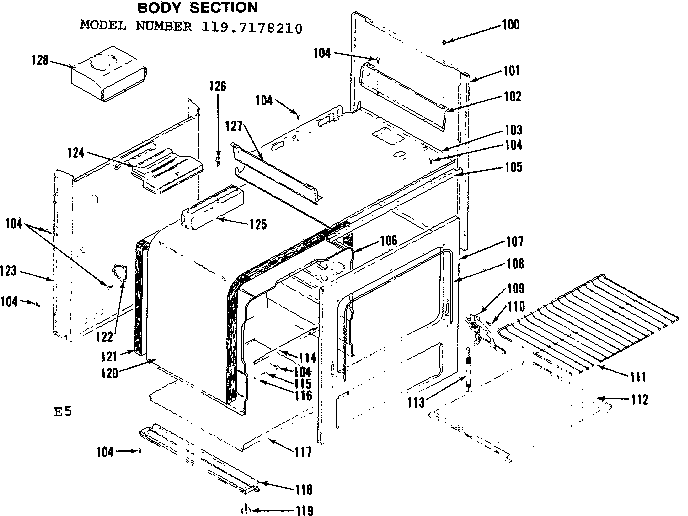 Kenmore 1197178210 body section diagram