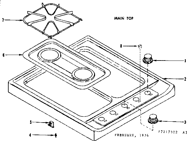 Kenmore 1197217312 main top diagram