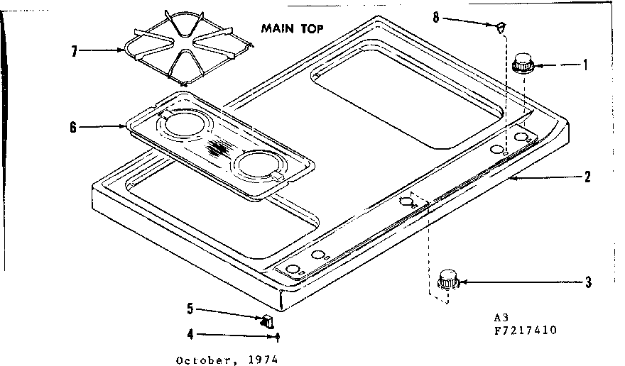Kenmore 1197217420 main top diagram