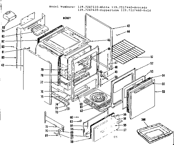 Kenmore 1197217420 body diagram