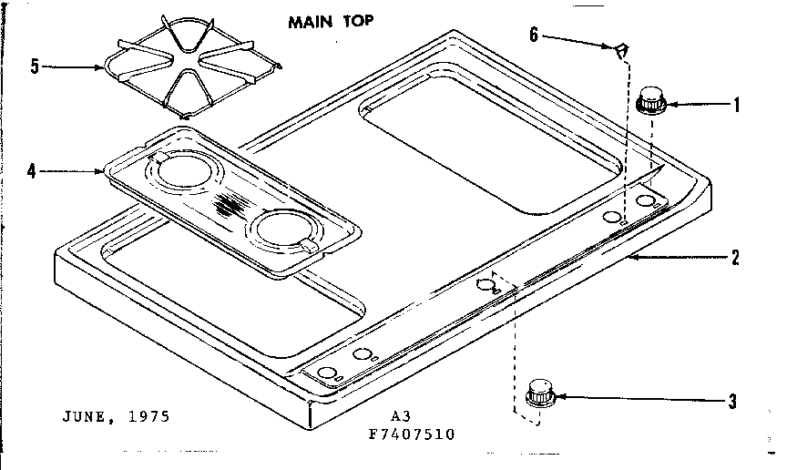 Kenmore 1197407560 main top diagram
