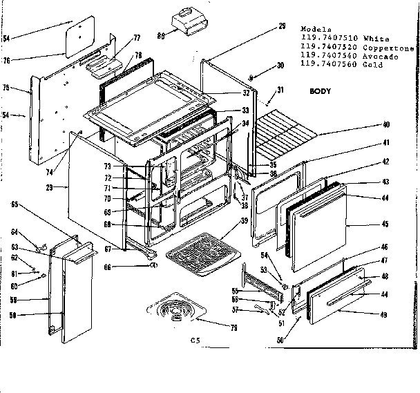 Kenmore 1197407560 body diagram