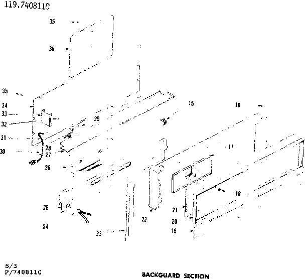 Kenmore 1197408110 backguard section diagram