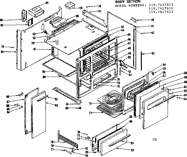 Kenmore 1197417611 body section diagram