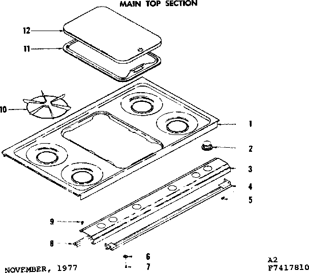 Kenmore 1197417810 main top section diagram