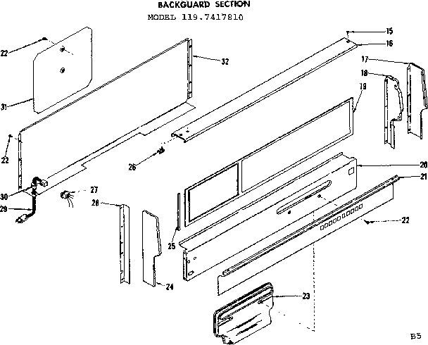 Kenmore 1197417810 backguard section diagram