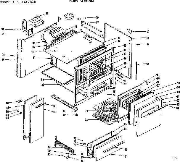 Kenmore 1197417810 body section diagram