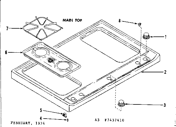 Kenmore 1197437420 main top diagram